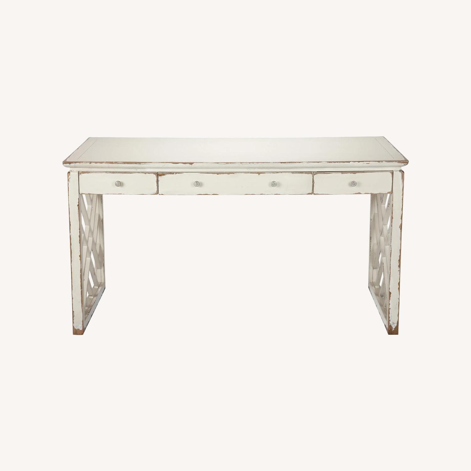 Ethan Allen Dynasty White Wood Desk - image-0