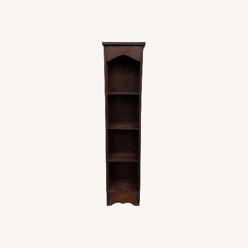 Used Vintage Narrow Wooden Bookcase with Dark Finish for sale on AptDeco