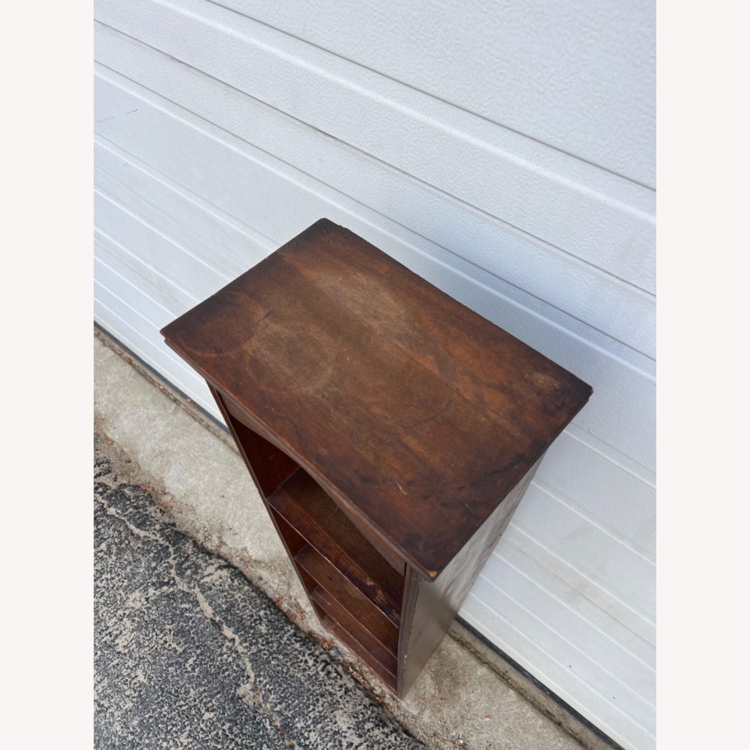 Vintage Narrow Wooden Bookcase with Dark Finish - image-2