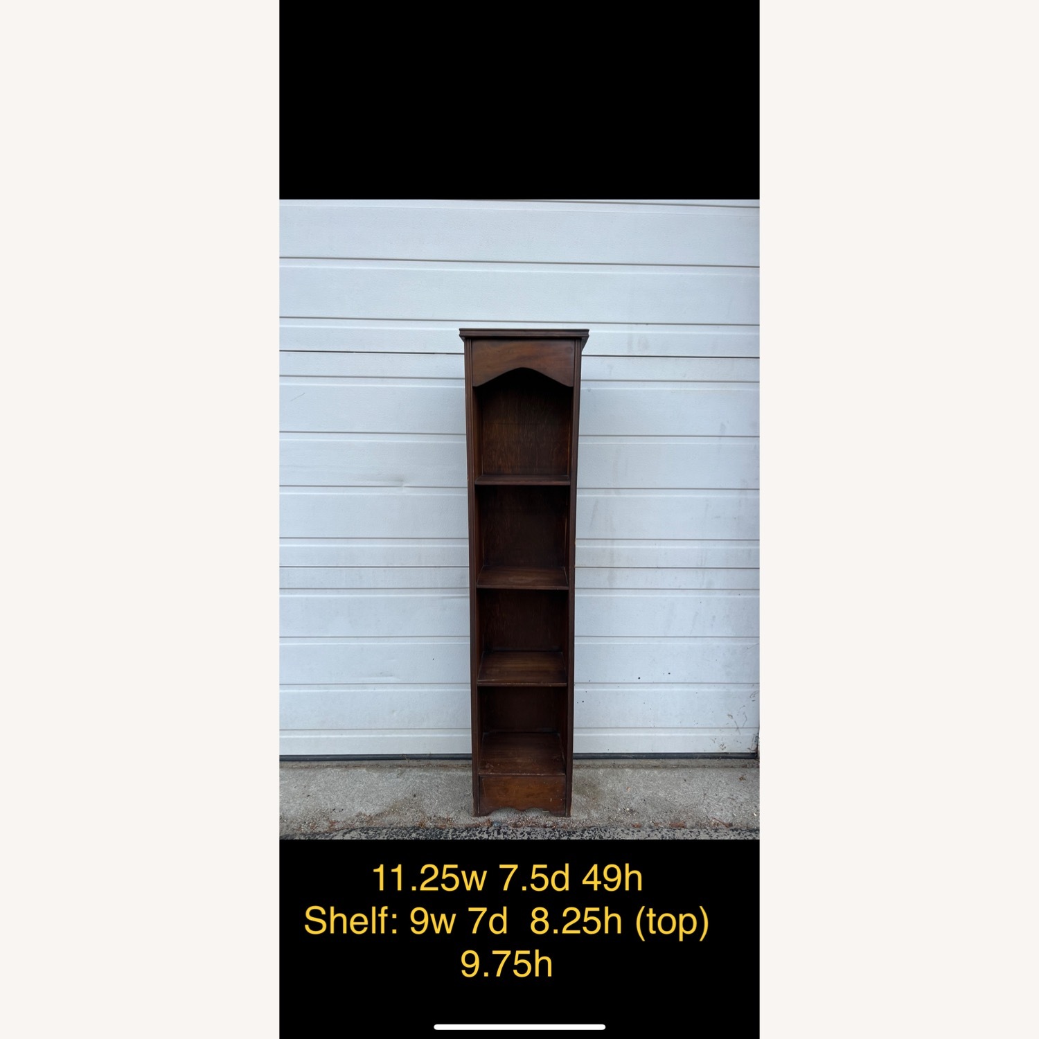 Vintage Narrow Wooden Bookcase with Dark Finish - image-8