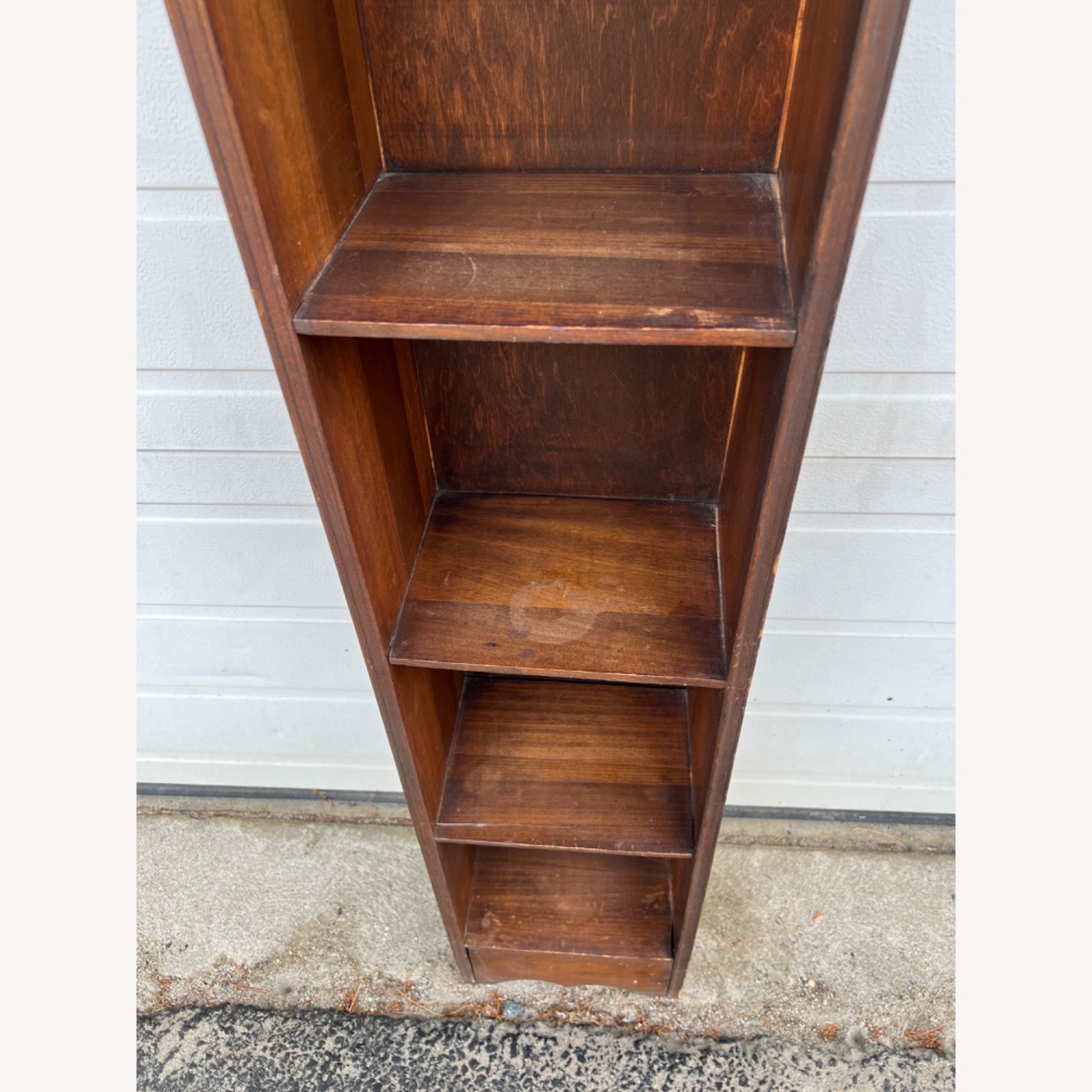 Vintage Narrow Wooden Bookcase with Dark Finish - image-4
