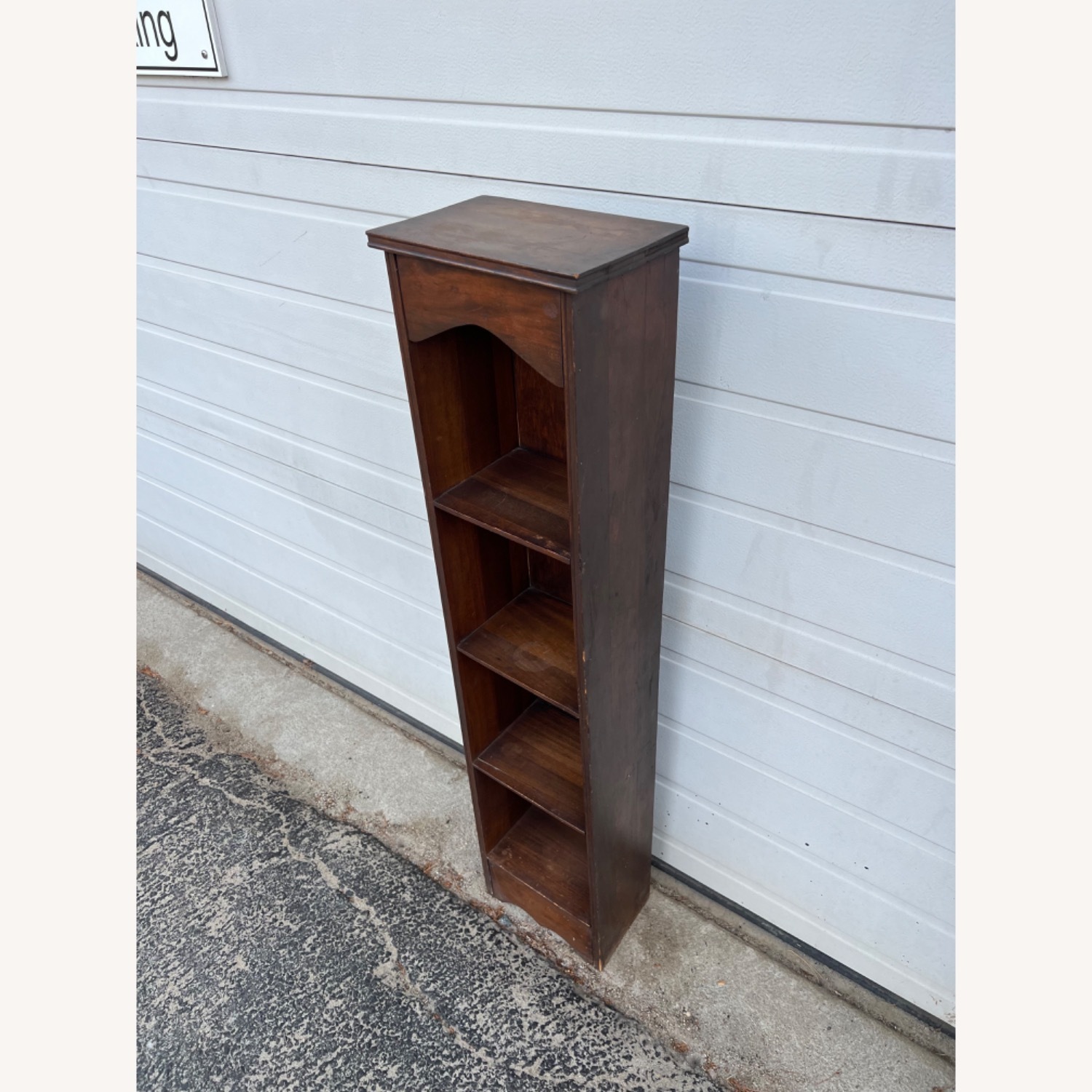 Vintage Narrow Wooden Bookcase with Dark Finish - image-1