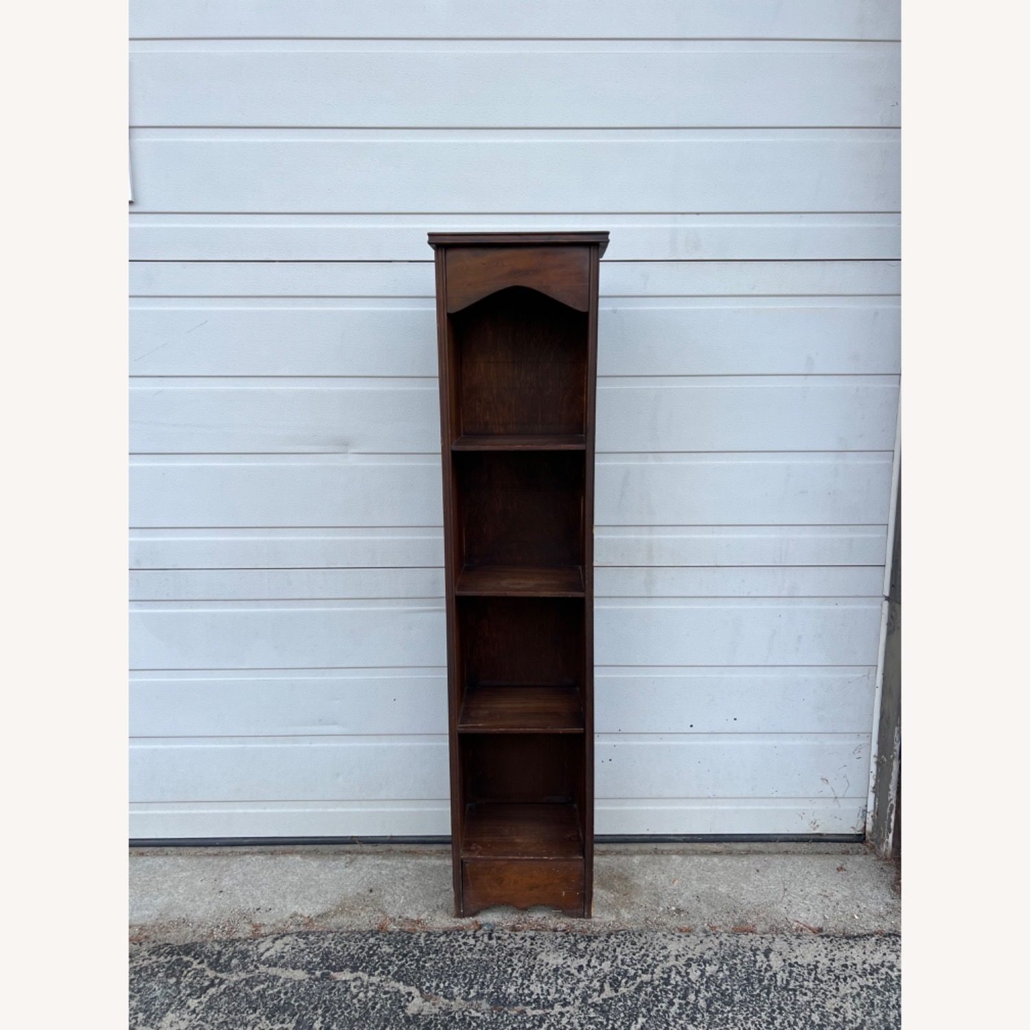 Vintage Narrow Wooden Bookcase with Dark Finish - image-6