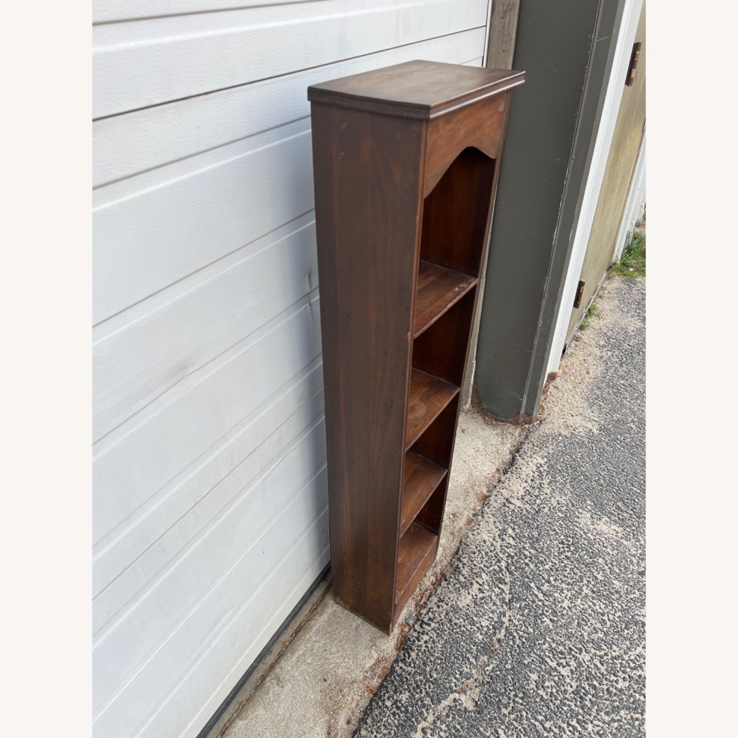 Vintage Narrow Wooden Bookcase with Dark Finish - image-5