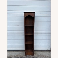 Vintage Narrow Wooden Bookcase with Dark Finish