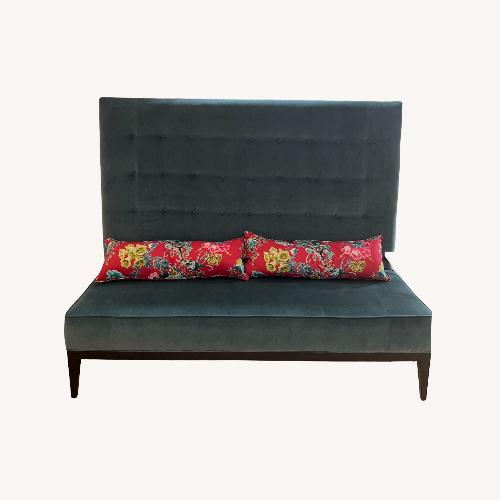 Used Upholstered Teal Settee for sale on AptDeco