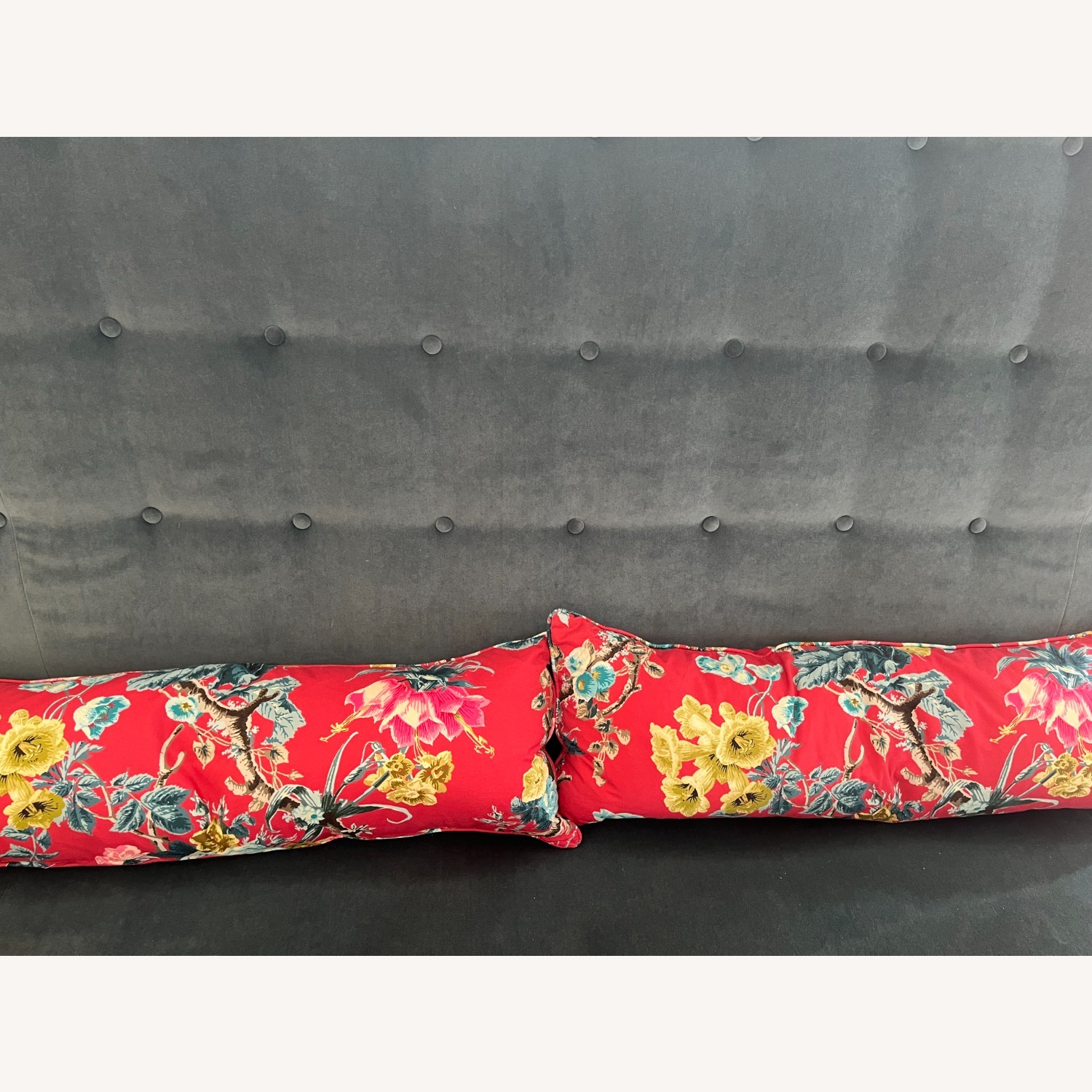 Upholstered Teal Settee - image-3