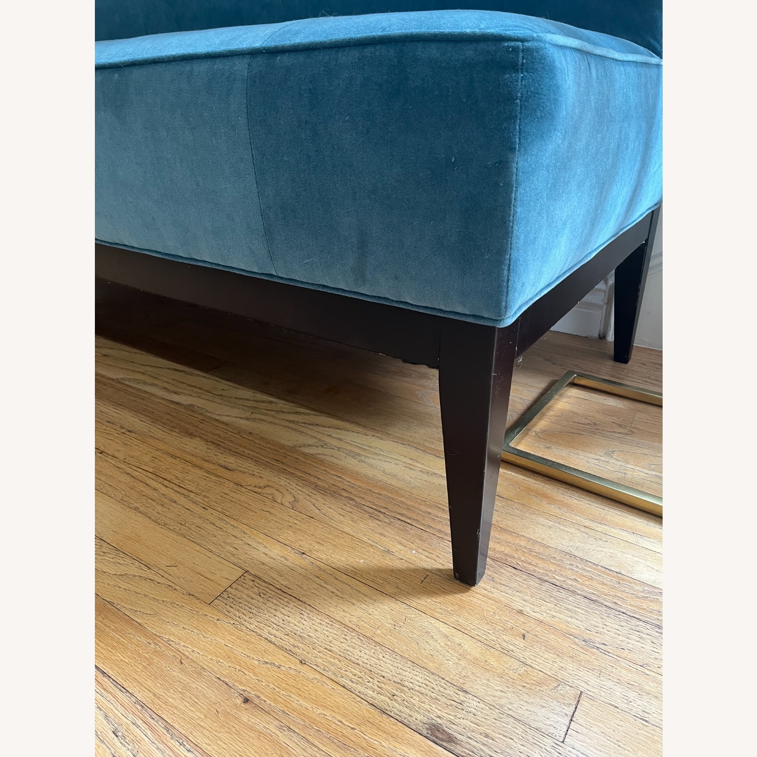 Upholstered Teal Settee - image-4