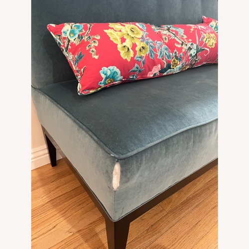 Used Upholstered Teal Settee for sale on AptDeco