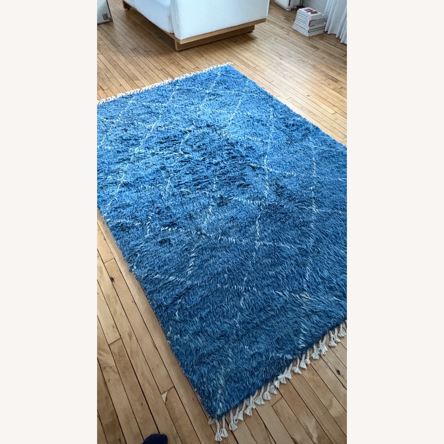 Vintage Blue Flokati Rug - image-8