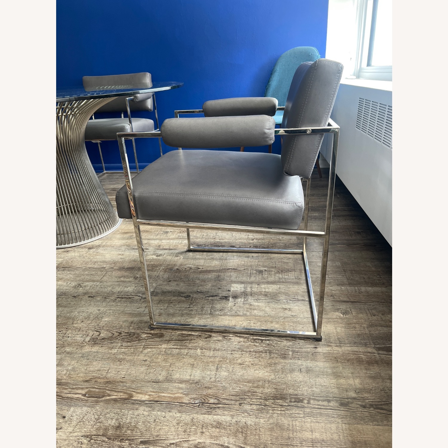 Milo Baughman Light Gray Leather Dining Chairs - image-3