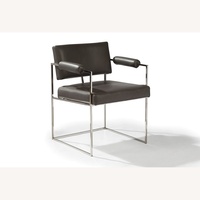 Milo Baughman Light Gray Leather Dining Chairs