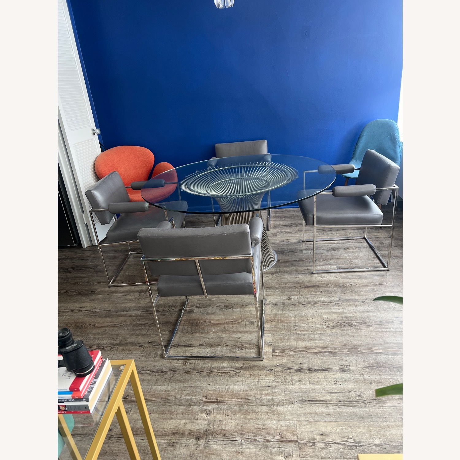 Milo Baughman Light Gray Leather Dining Chairs - image-6