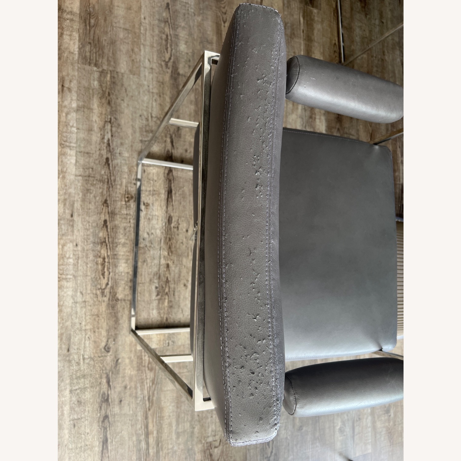 Milo Baughman Light Gray Leather Dining Chairs - image-4