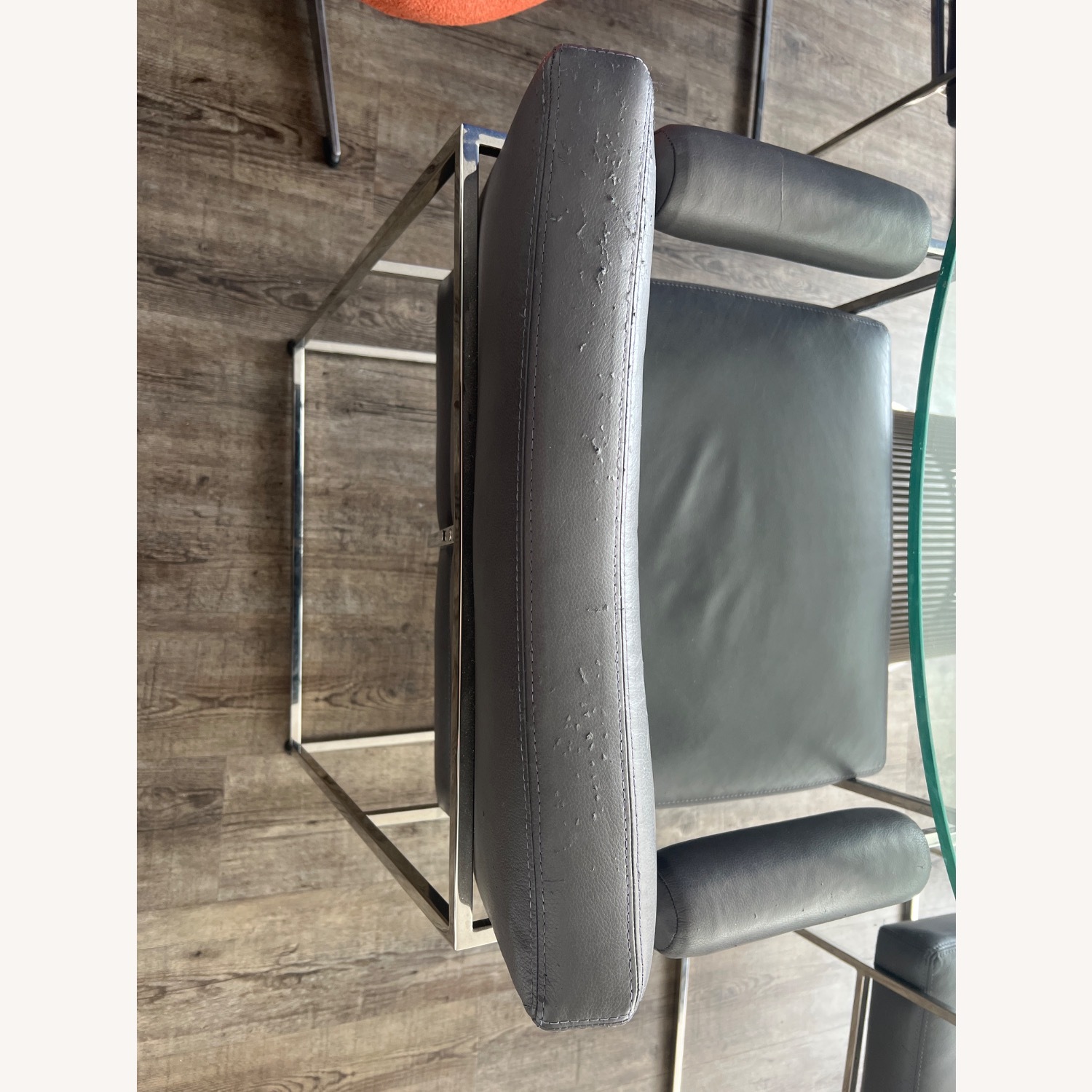 Milo Baughman Light Gray Leather Dining Chairs - image-5