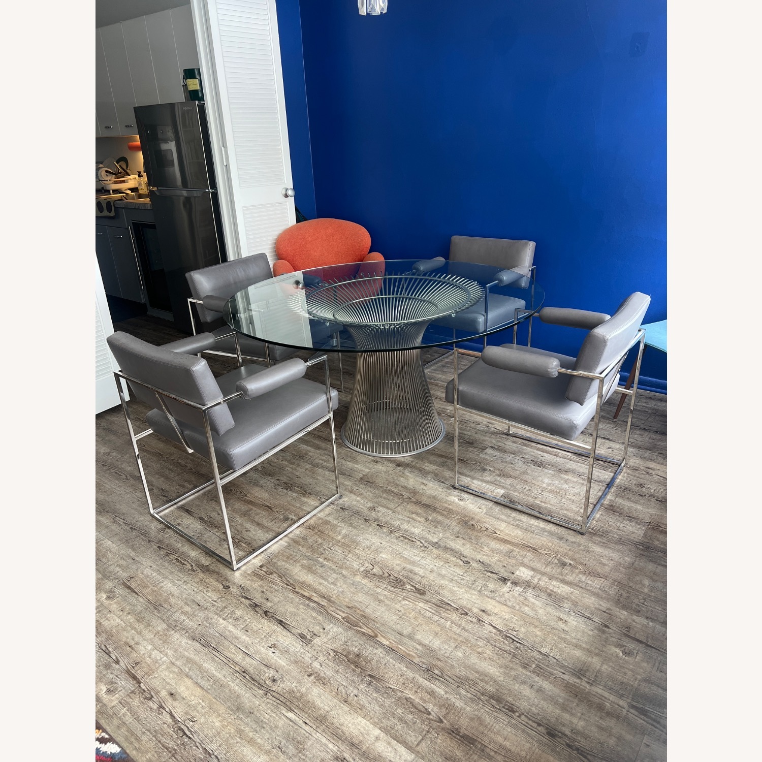 Milo Baughman Light Gray Leather Dining Chairs - image-7