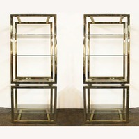 Pair of Brass & Glass Shelves