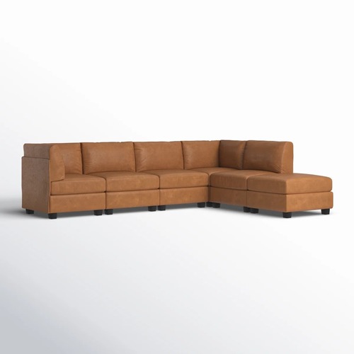 Used Wayfair Light Brown Amaron Faux Leather Sectional for sale on AptDeco