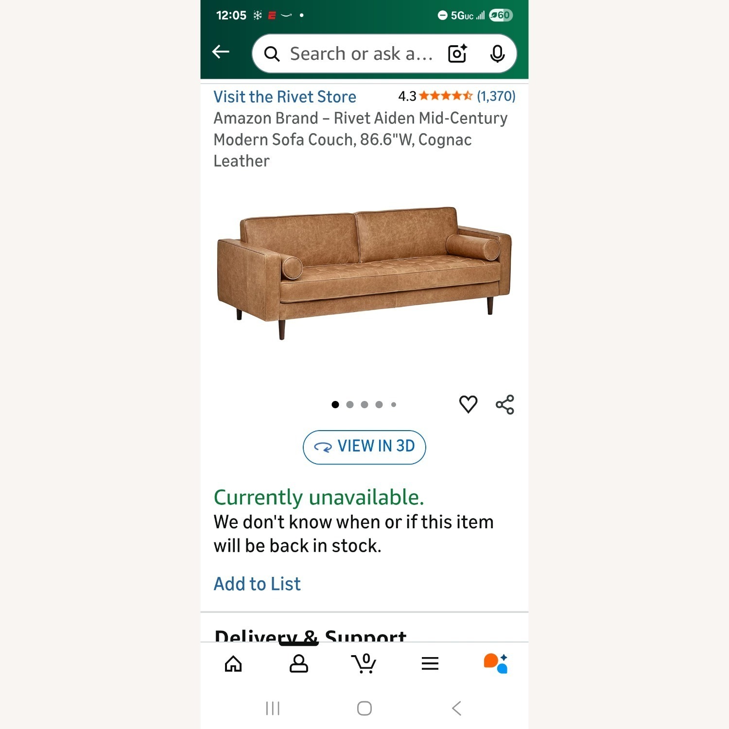 Amazon Leather 2 Seater Sofa - image-1