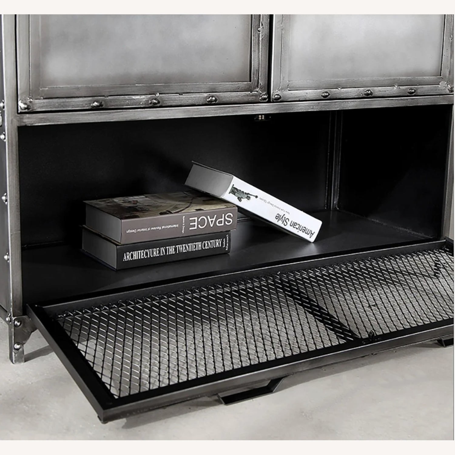 Restoration Hardware Black Metal Media Storage - image-1