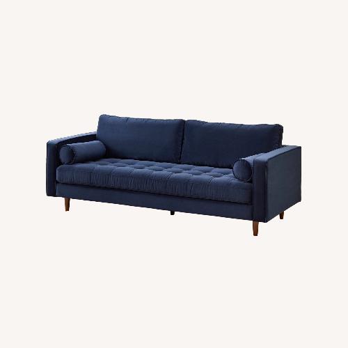 Used Article Sven Blue Velvet 2 Seater Sofa for sale on AptDeco
