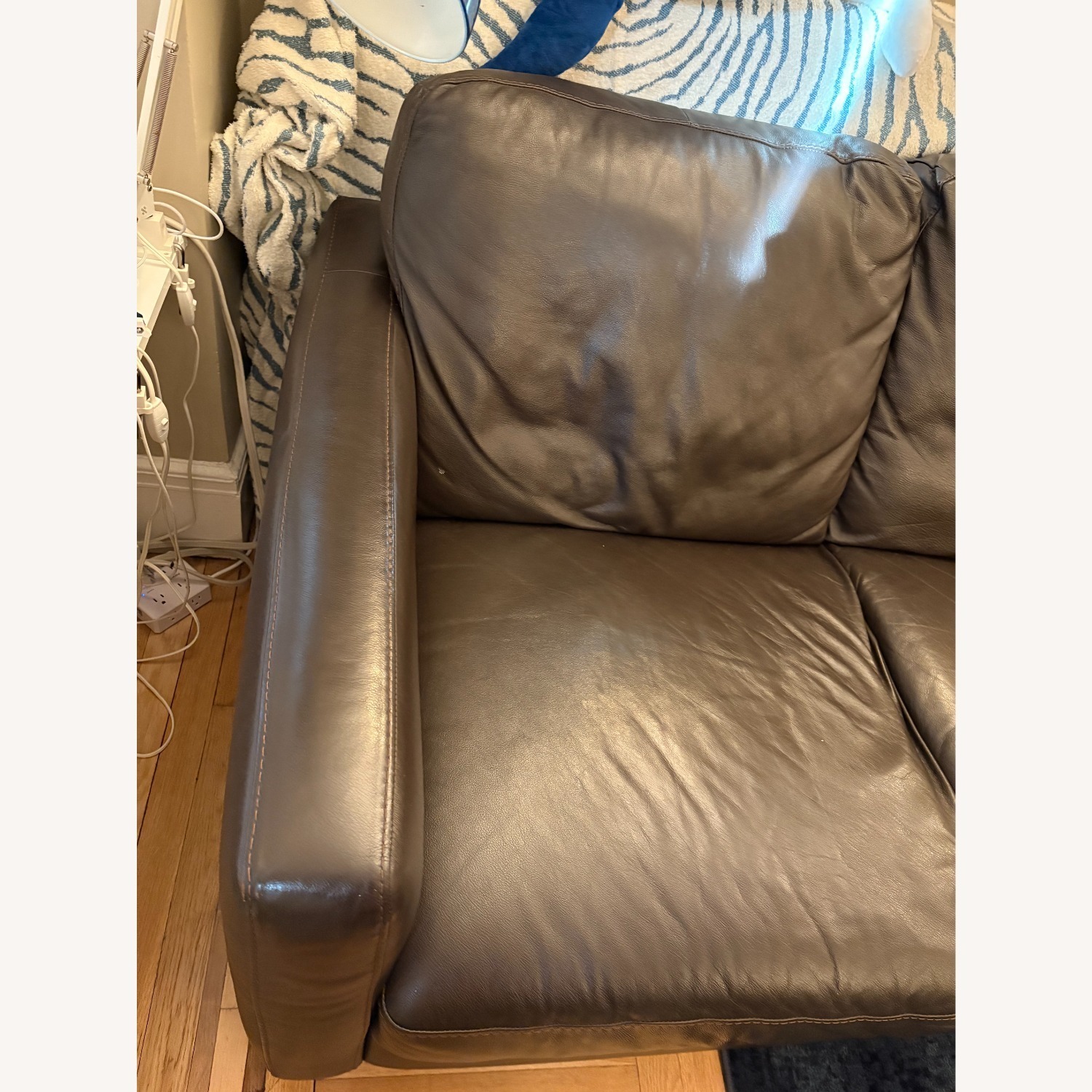 Dark Brown Leather 3 Seater Sofa - image-3