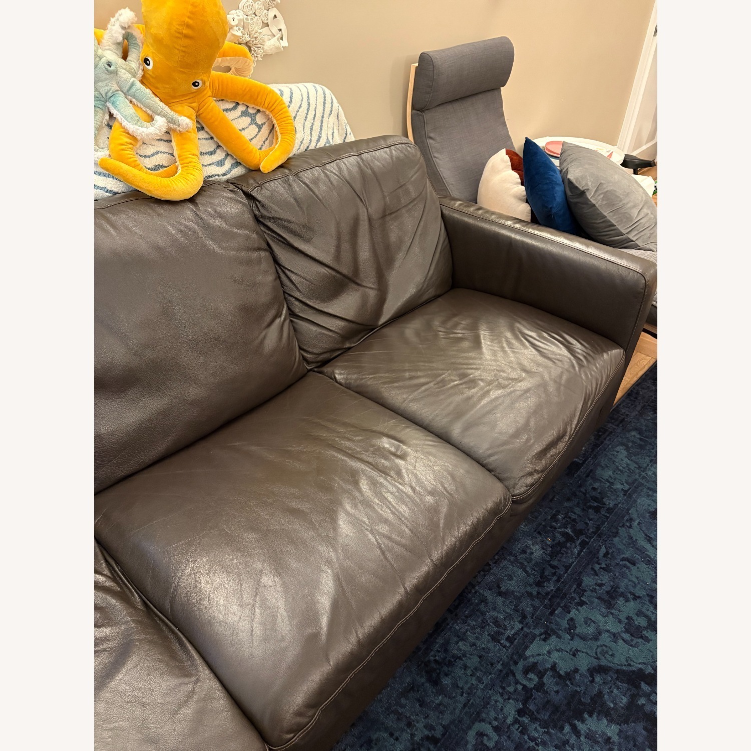 Dark Brown Leather 3 Seater Sofa - image-4