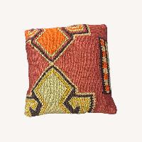 Vintage Kilim-Style Boho Throw Pillow