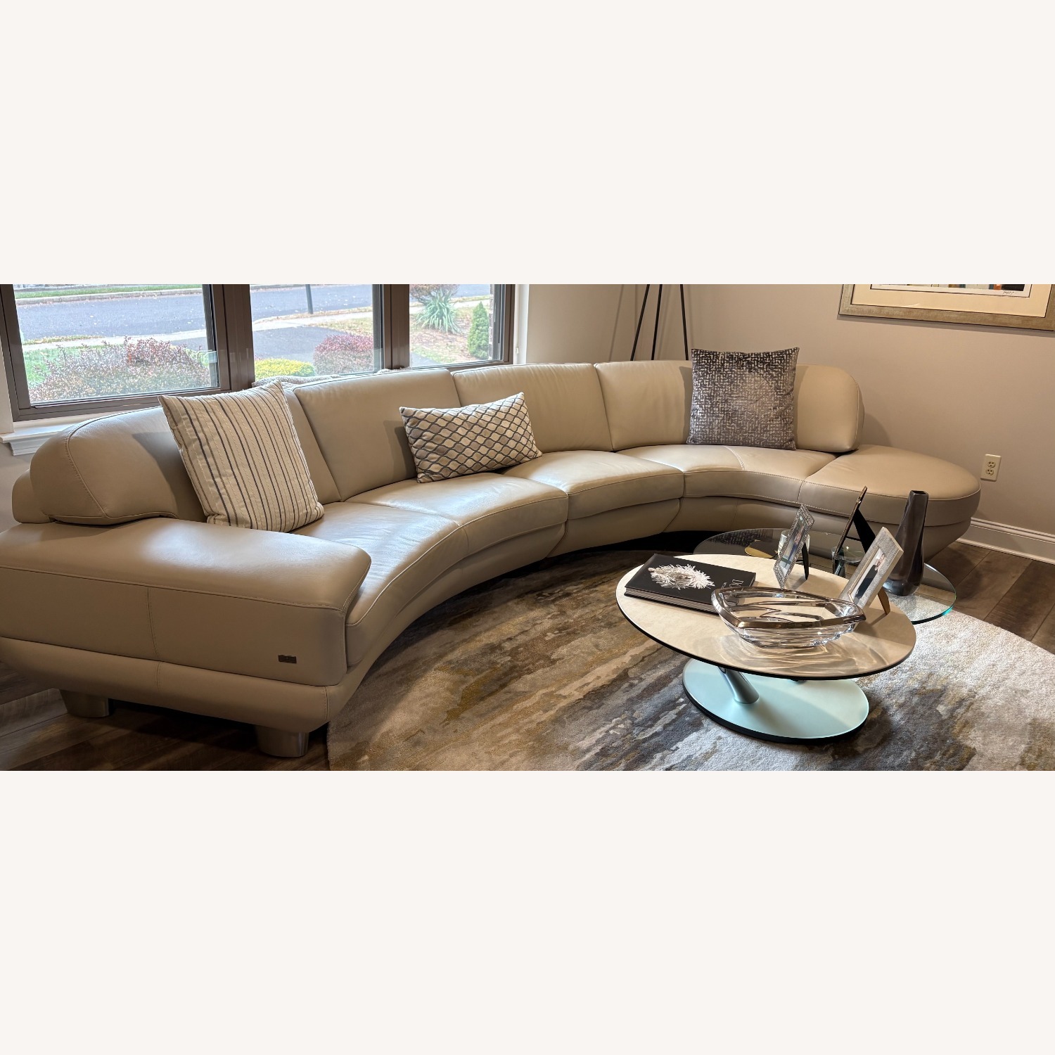 BoConcept Light Gray Leather 3+ Seater Sofa - image-1