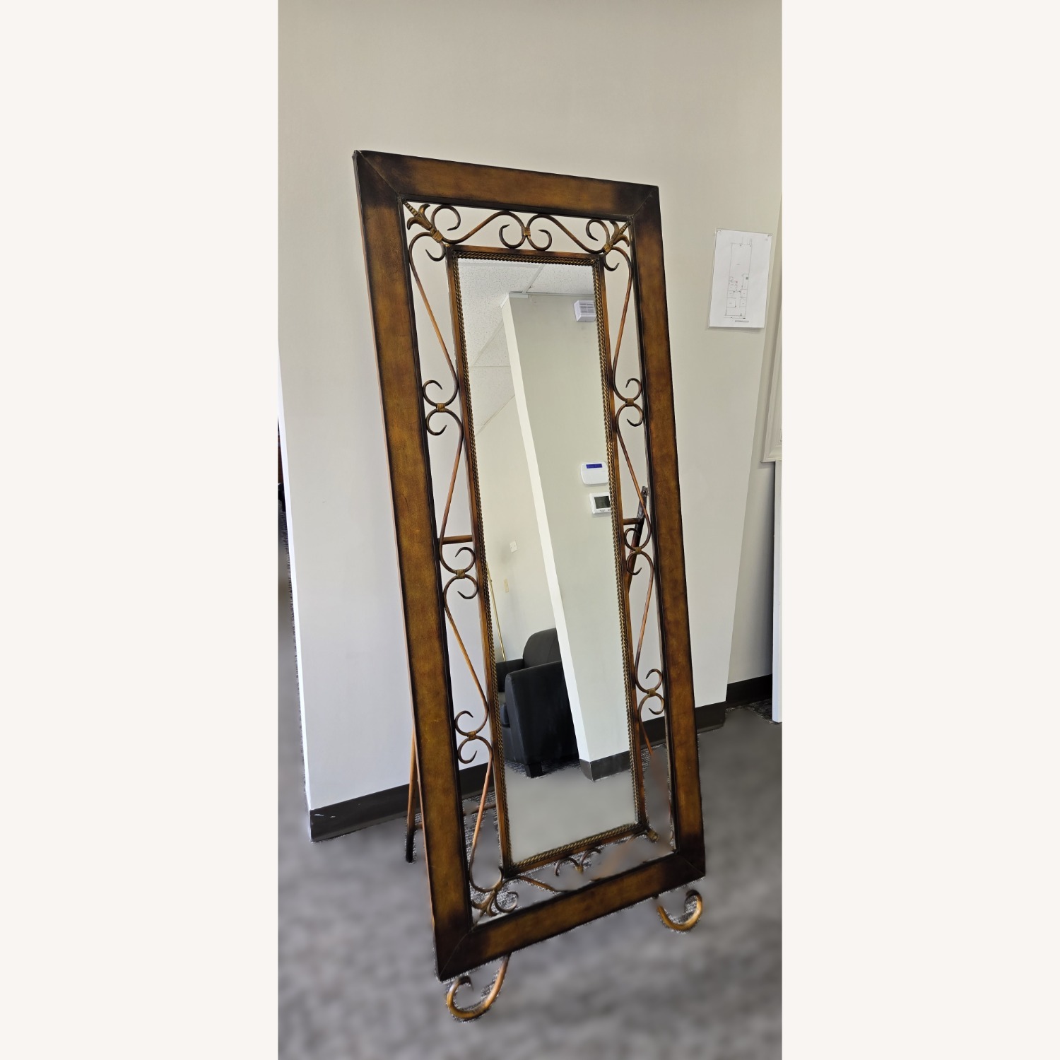 Dark Brown Metal Floor Mirror - image-3