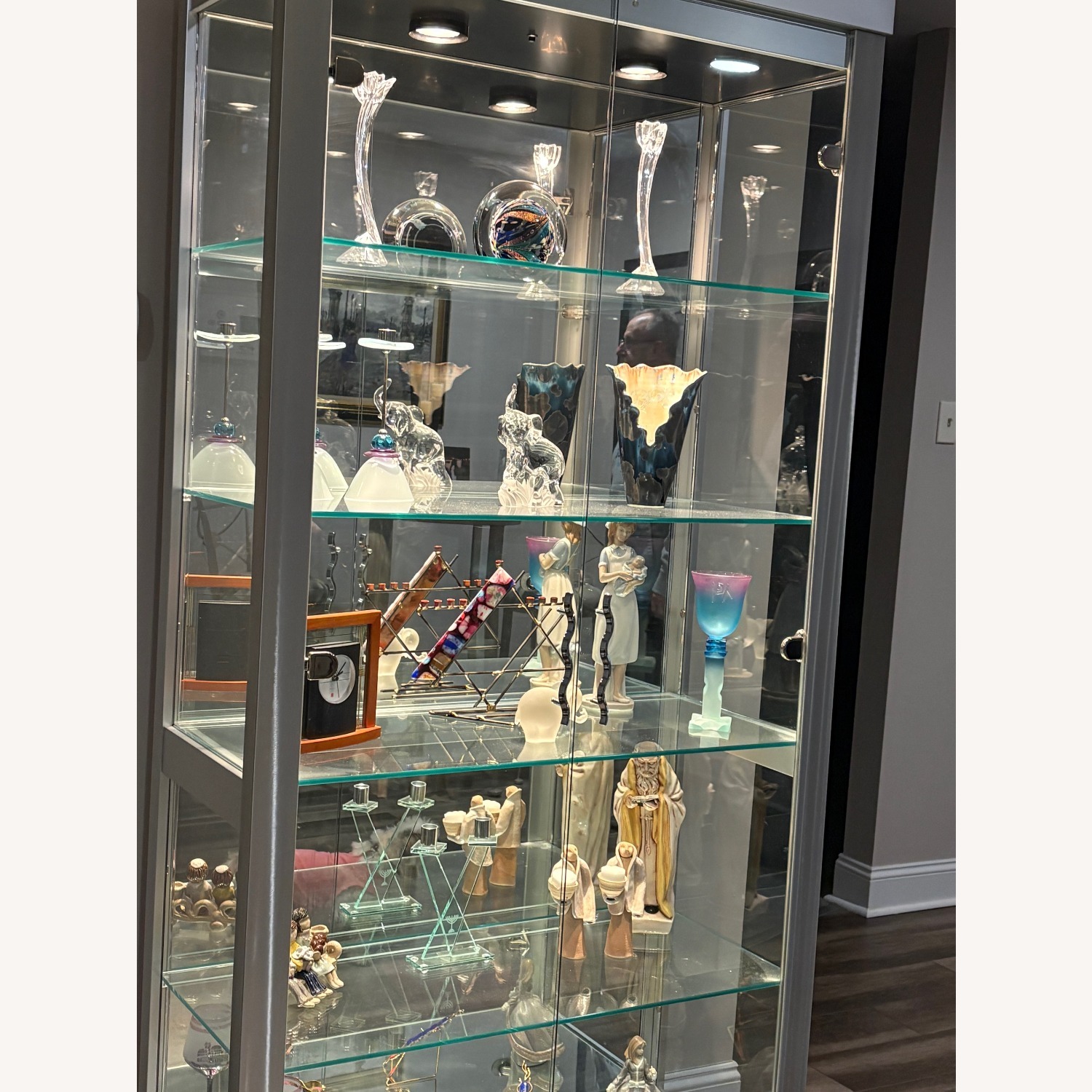 Mirrored Glass 5 Shelf Wall Unit - image-1