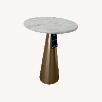 White Marble Side Table Brushed Brass 