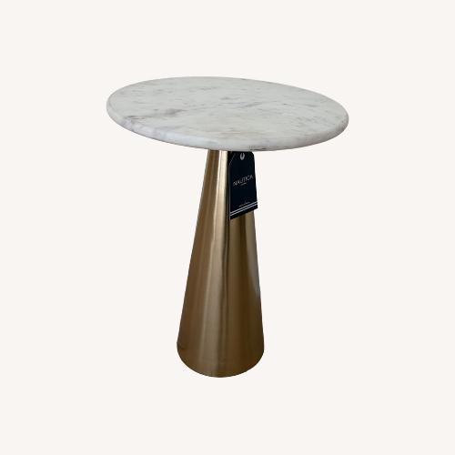 Used White Marble Side Table Brushed Brass  for sale on AptDeco