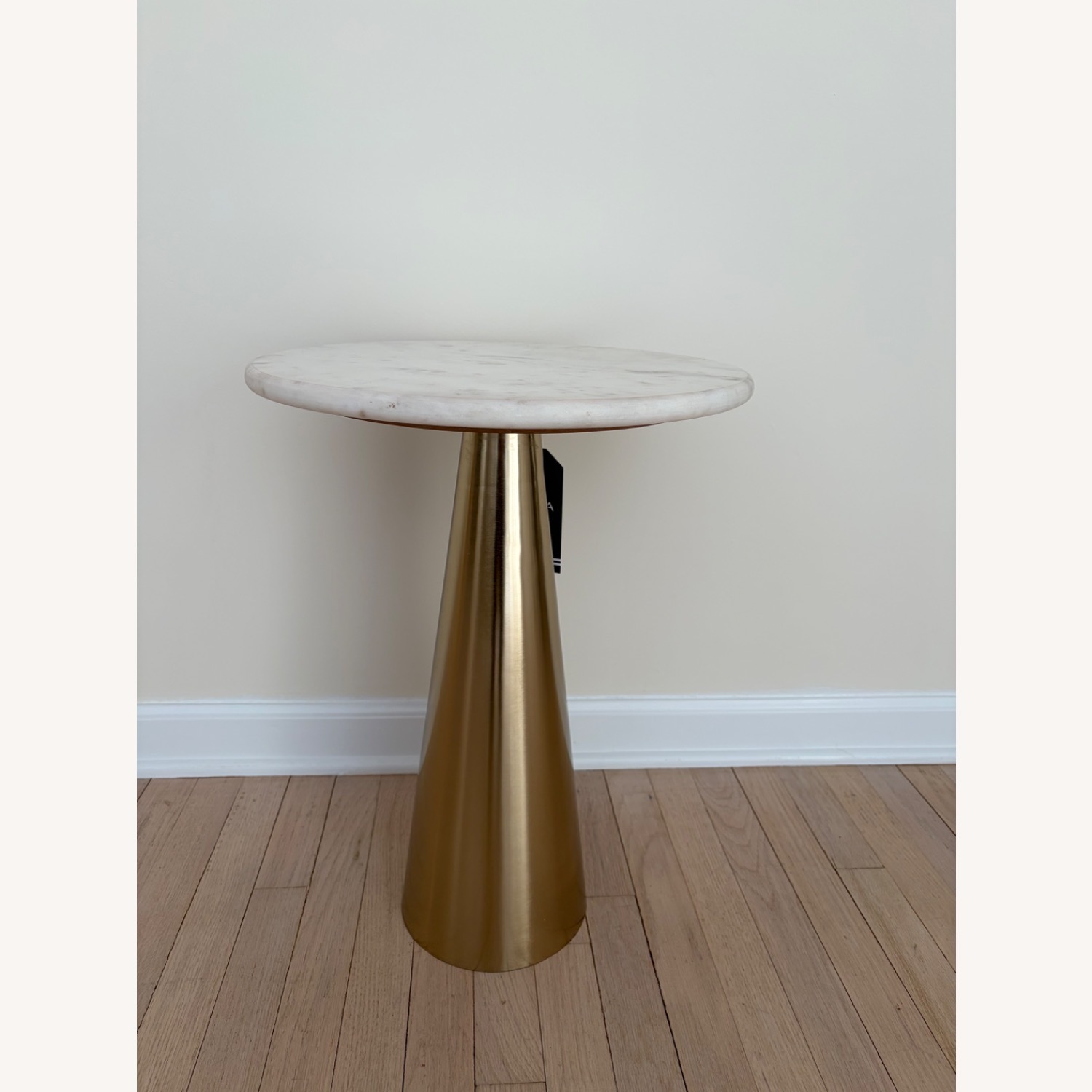White Marble Side Table Brushed Brass  - image-1