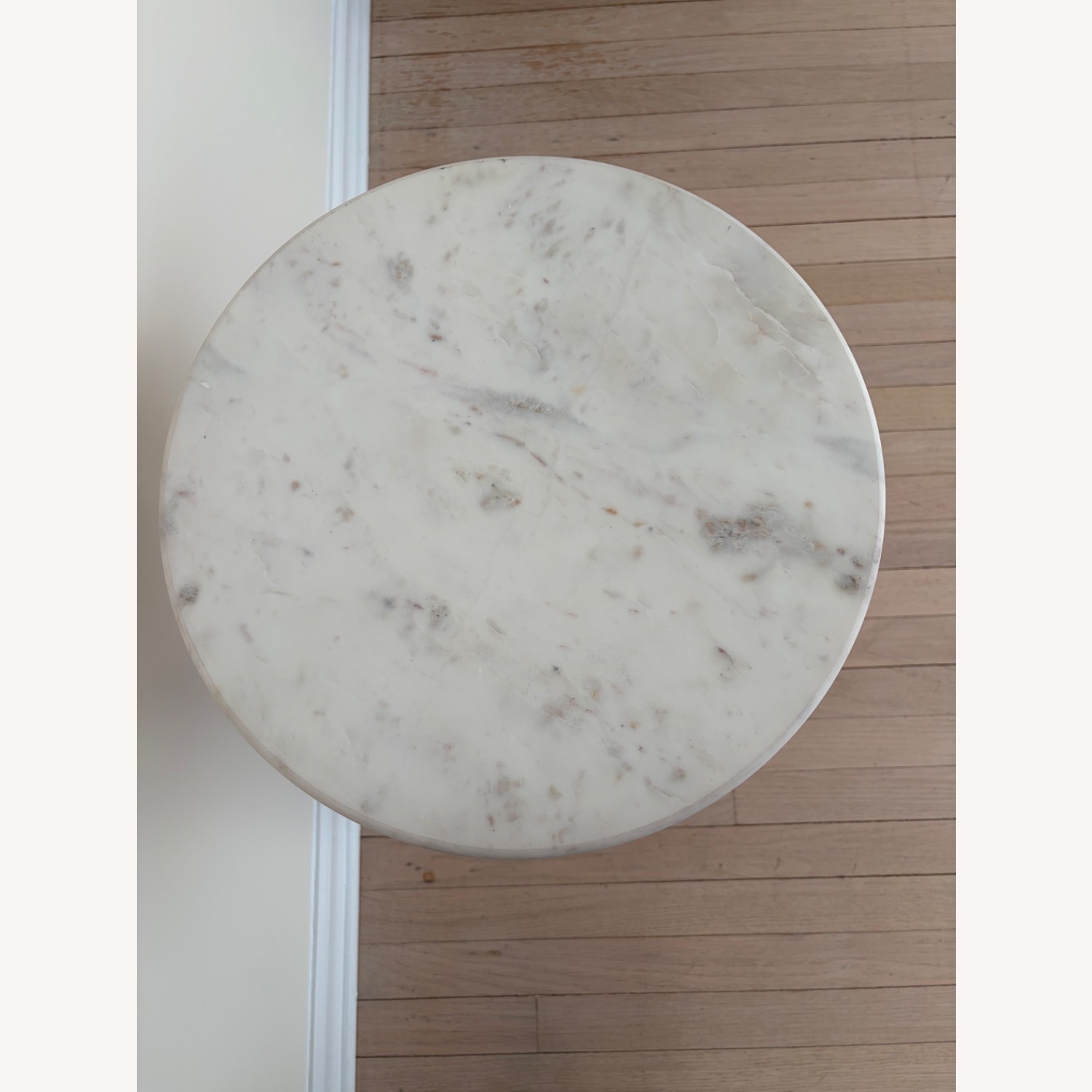 White Marble Side Table Brushed Brass  - image-4