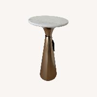 White Marble Drink Table with Brushed Brass