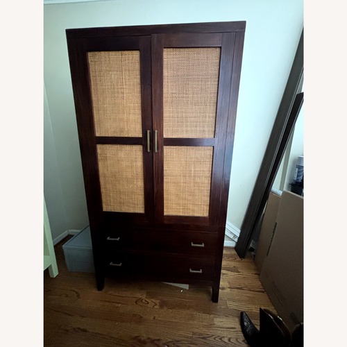 Used Crate & Barrel Dark Brown Wood Armoire for sale on AptDeco