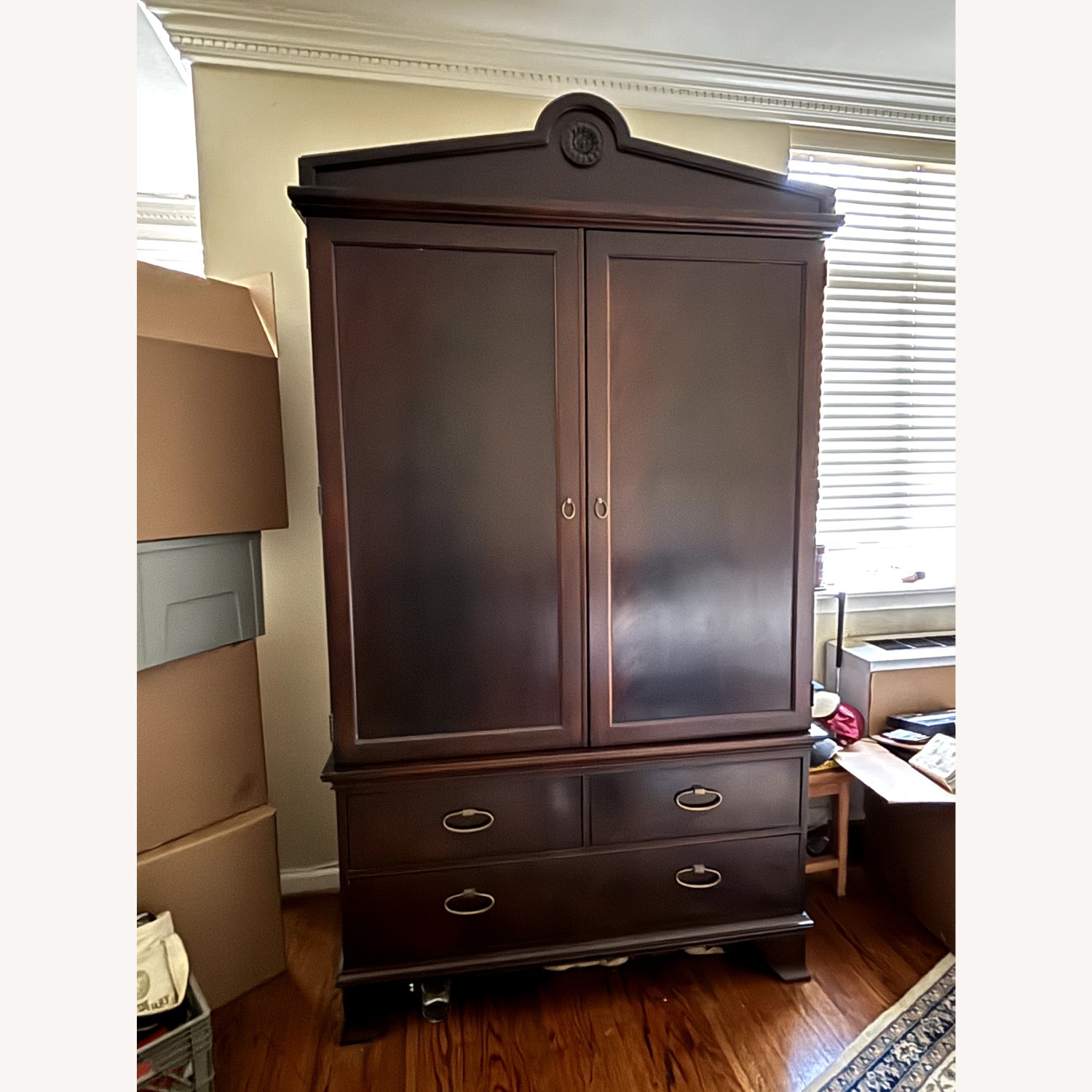 Dark Brown Wood Armoire - image-0