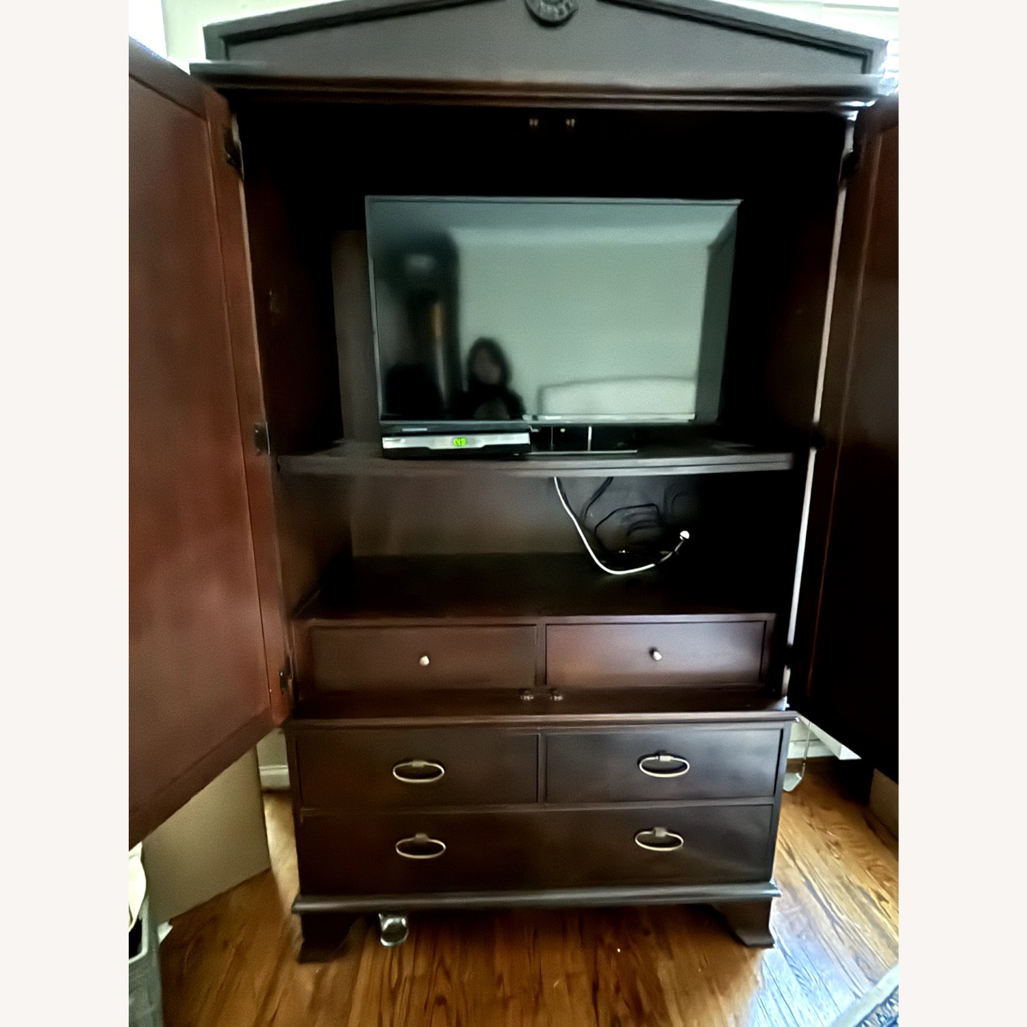 Dark Brown Wood Armoire - image-3
