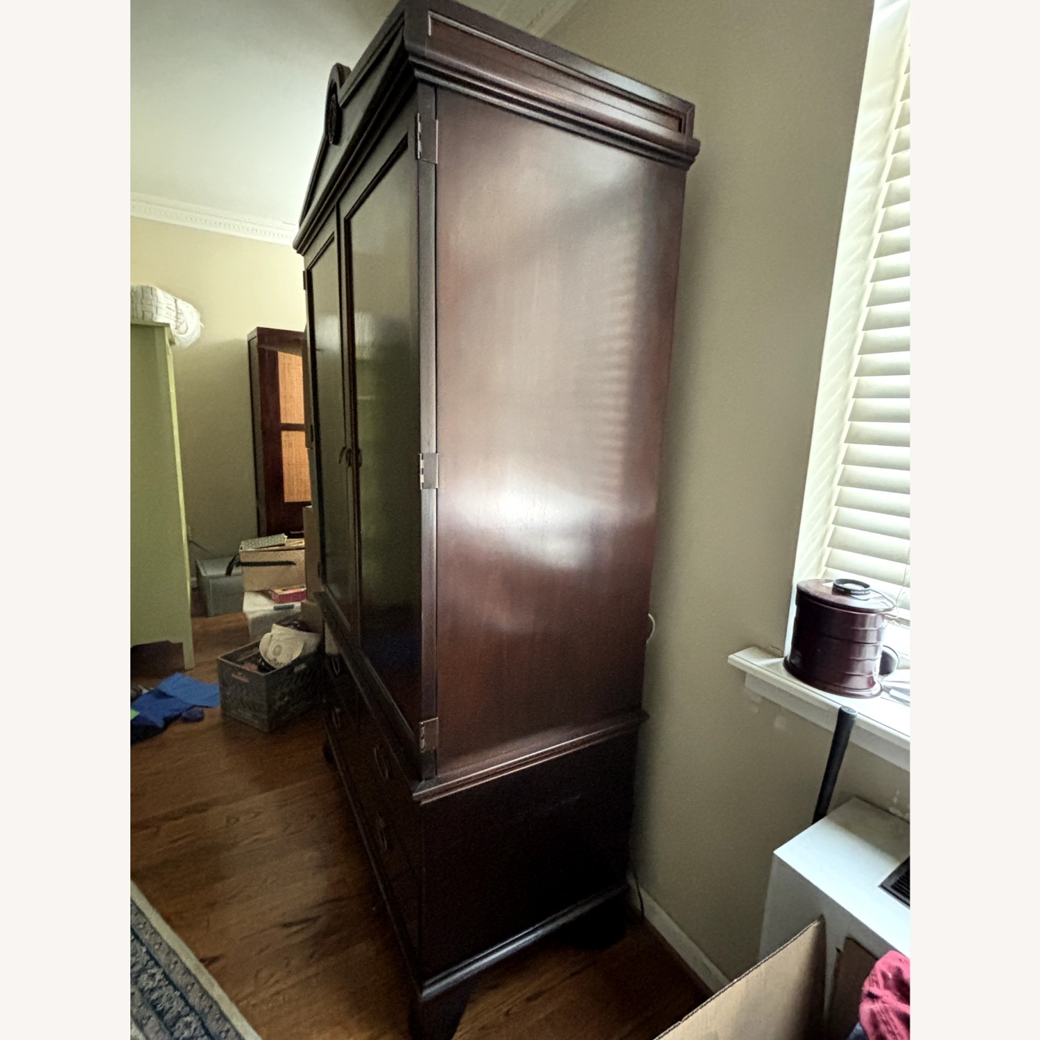Dark Brown Wood Armoire - image-5