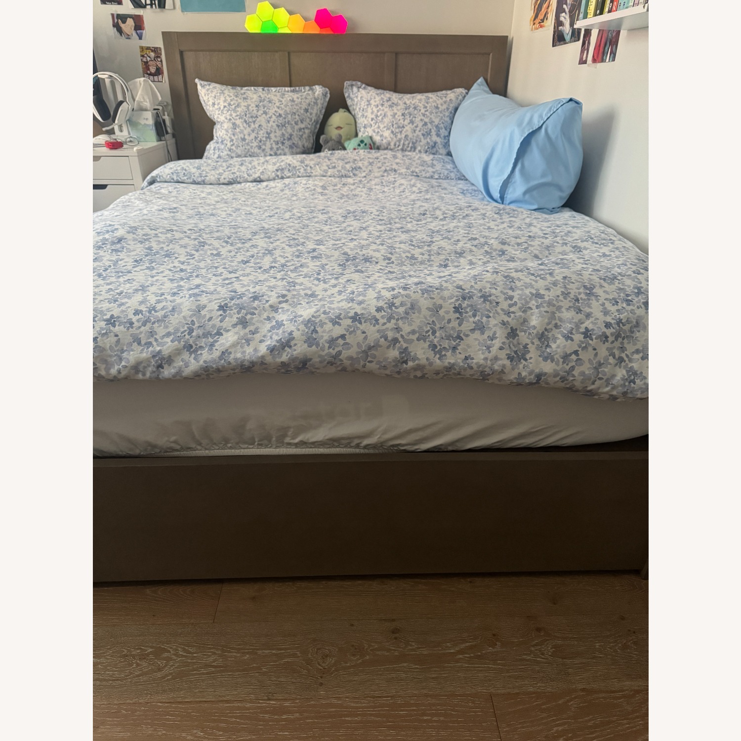 Pottery Barn Tacoma Dark Gray Wood Queen Bed - image-1