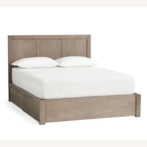 Used Pottery Barn Tacoma Dark Gray Wood Queen Bed for sale on AptDeco