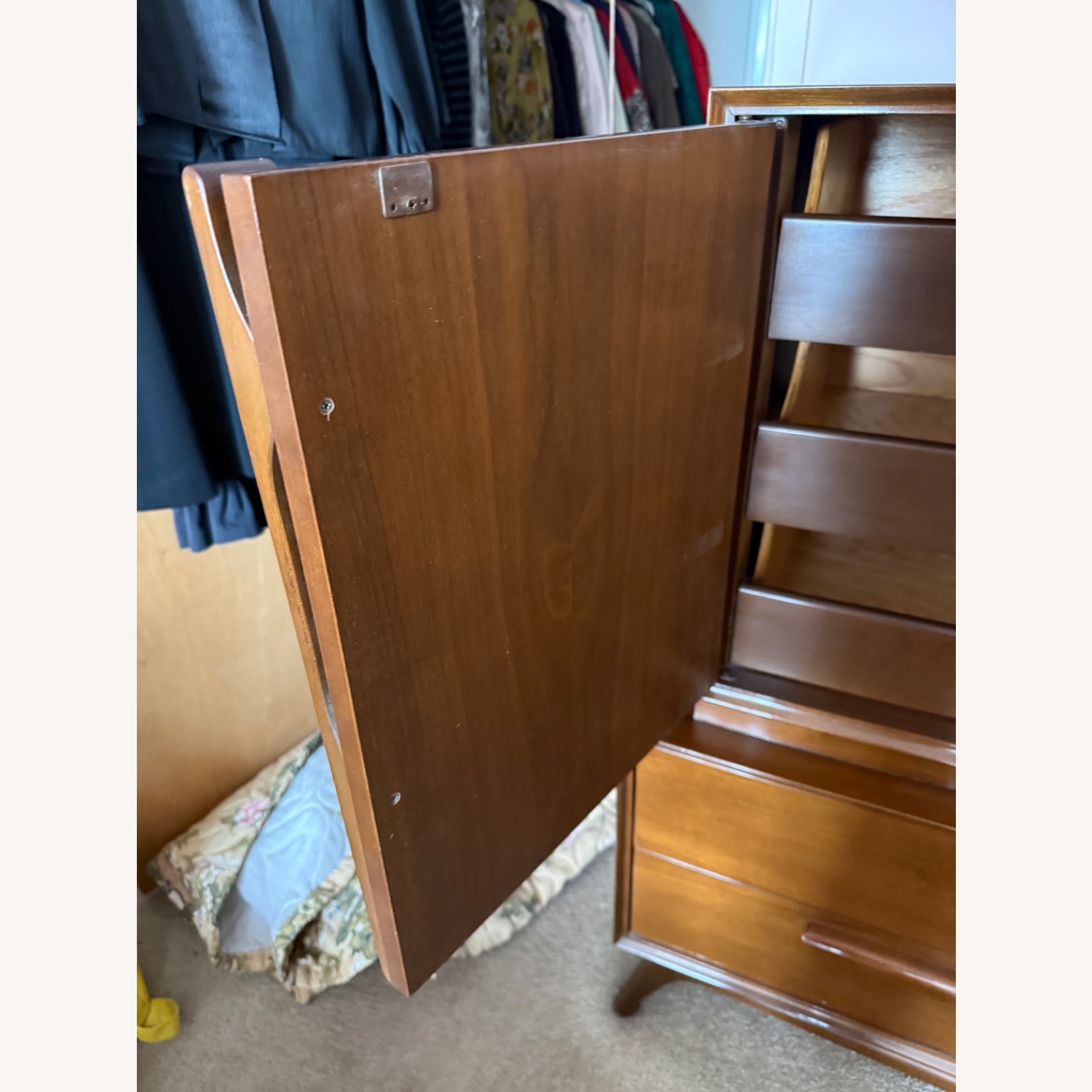 Antique Dark Brown Wood Armoire - image-15