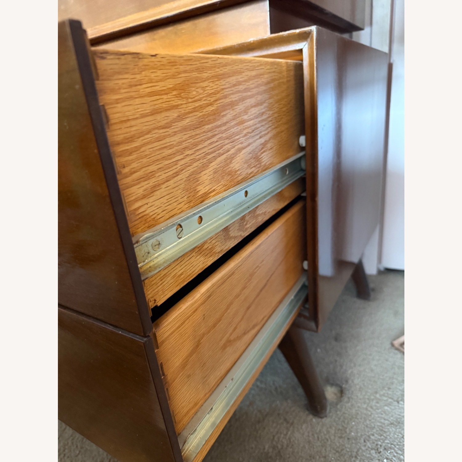 Antique Dark Brown Wood Armoire - image-8