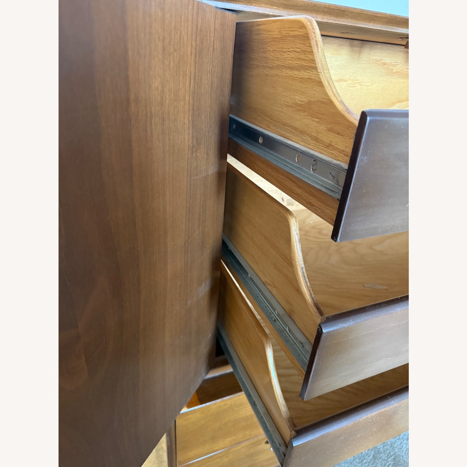 Antique Dark Brown Wood Armoire - image-10