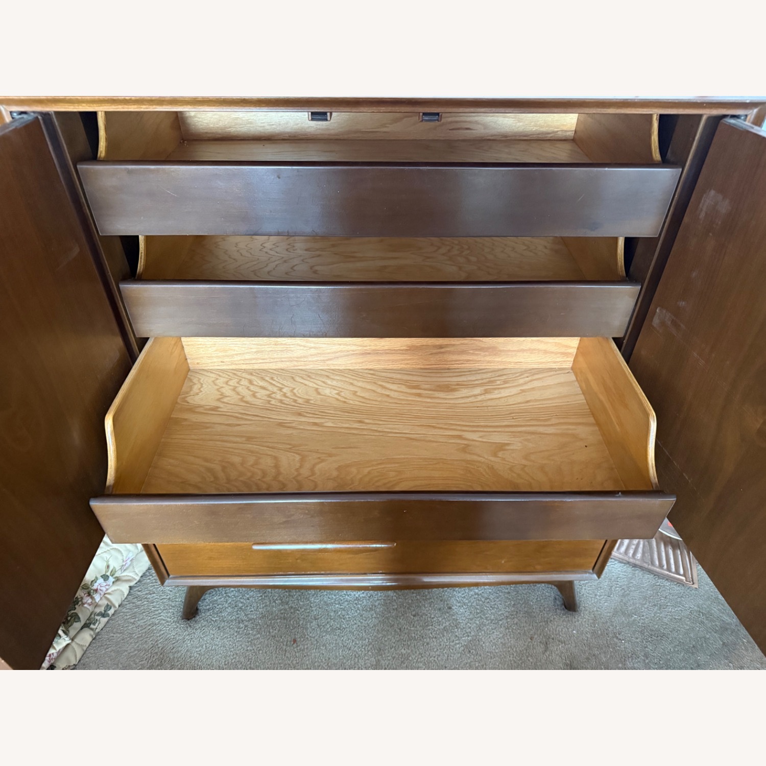 Antique Dark Brown Wood Armoire - image-25