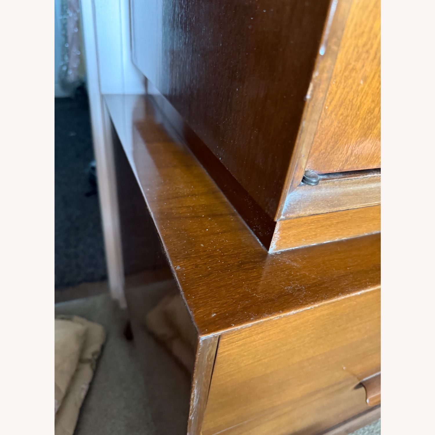 Antique Dark Brown Wood Armoire - image-24