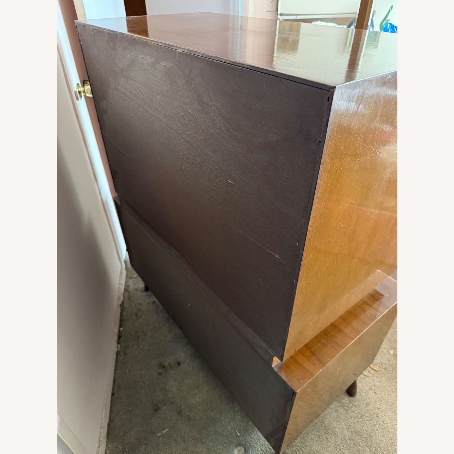 Antique Dark Brown Wood Armoire - image-11