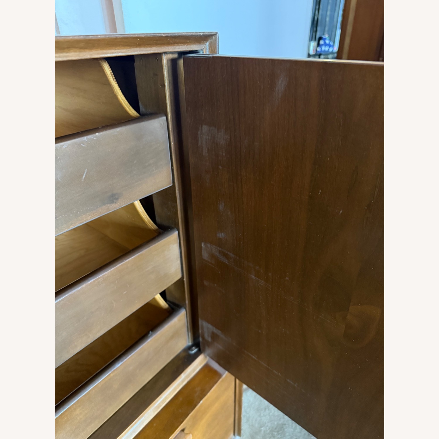 Antique Dark Brown Wood Armoire - image-17