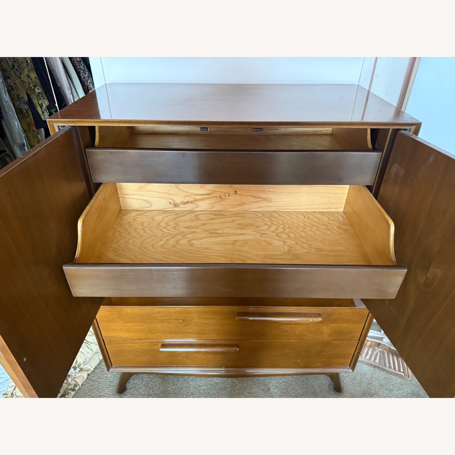 Antique Dark Brown Wood Armoire - image-6